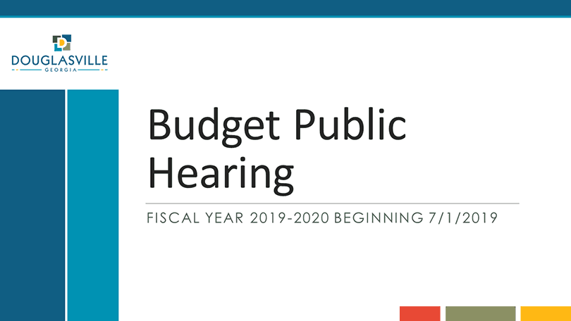 FY 2020 Budget Presentations