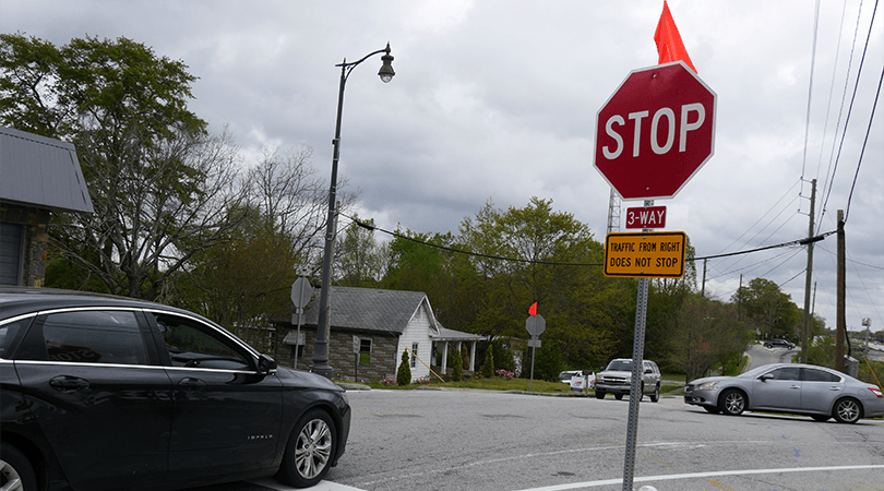 New 3 Way Stop At Intersection Of McCarley and East Strickland Streets - 1