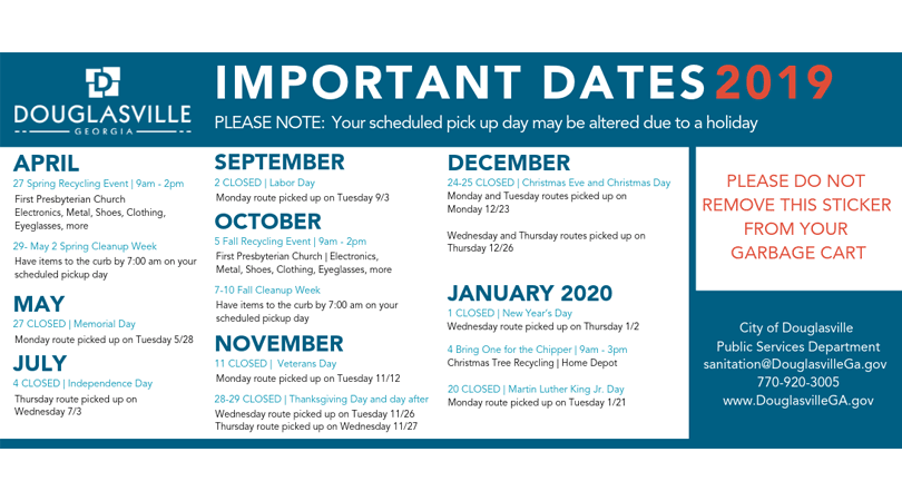 Maintenance & Sanitation 2019 Important Dates - 1