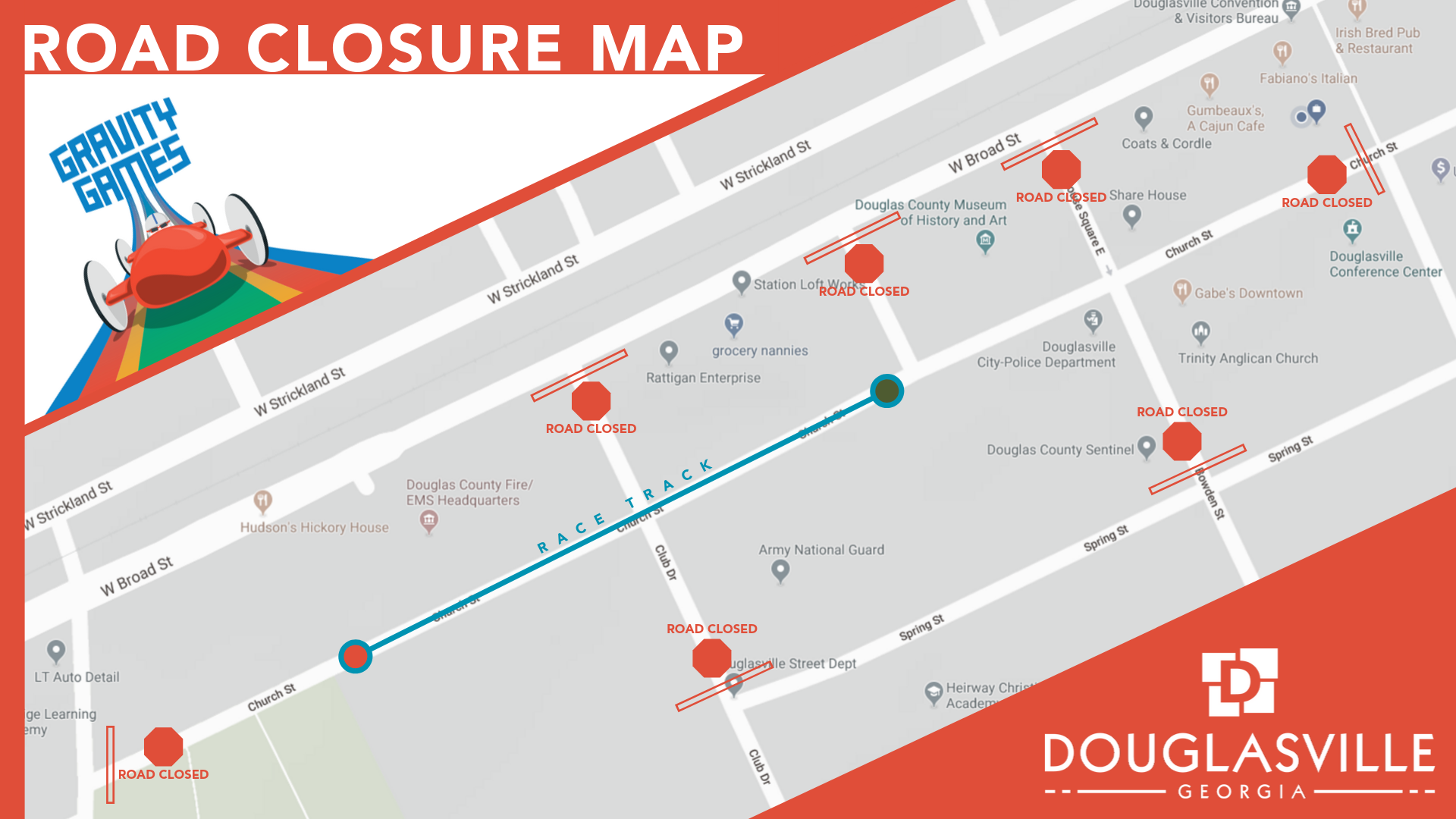 Gravity Games Road Closures Map