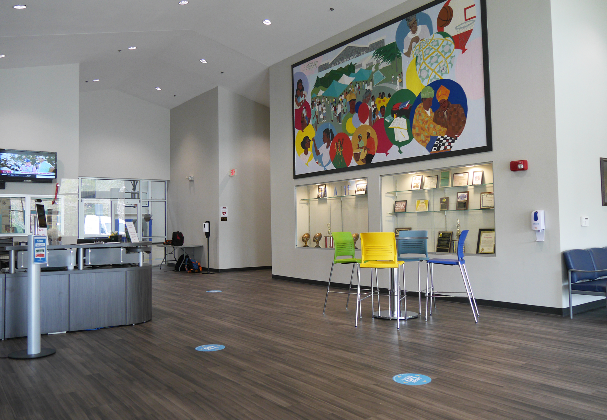 Hawthorne Center lobby mural from front left